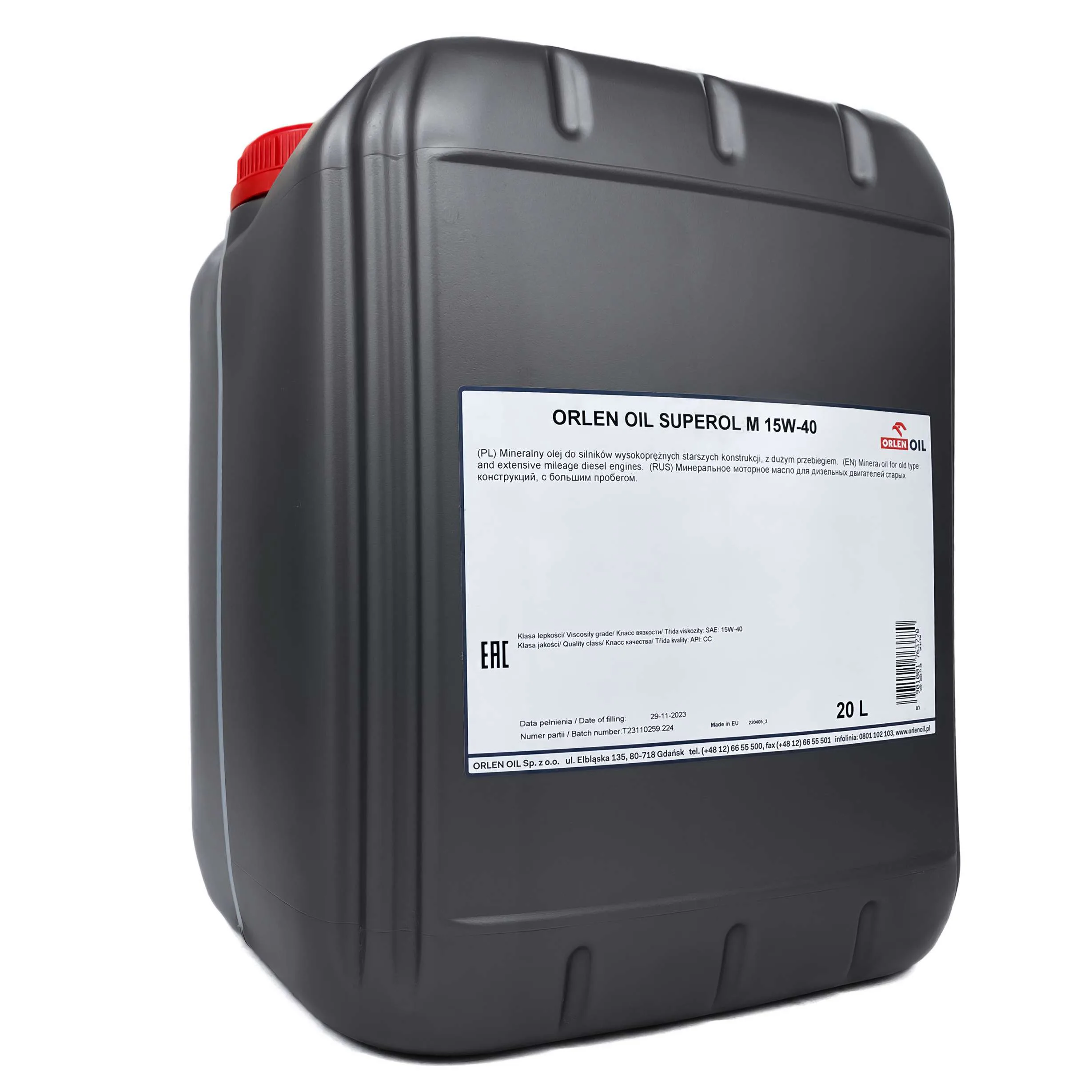 ORLEN do wysokoprężnych SUPEROL M CC 15W-40 20L